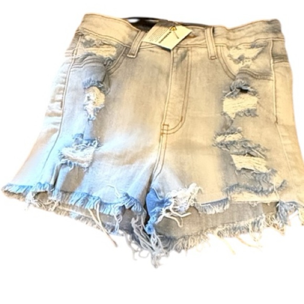 Fashion Nova Blue Jean Shorts Distressed Frayed Hem